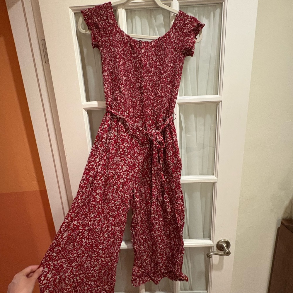 Lulu's Red Floral Jumpsuit